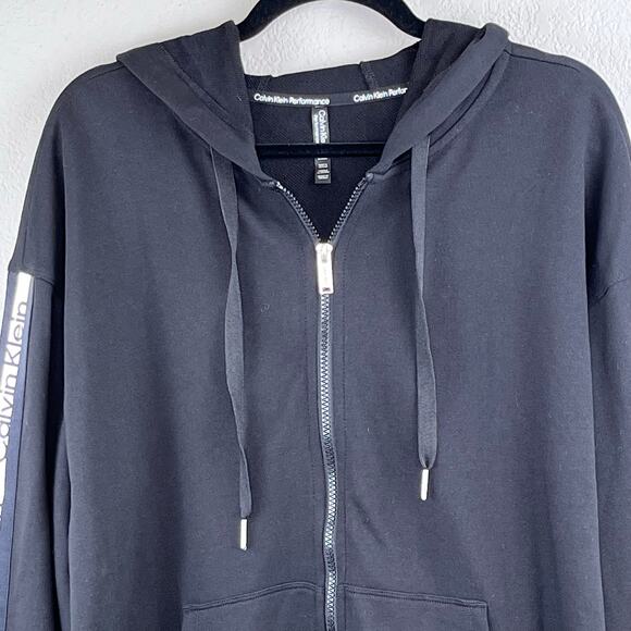Calvin Klein Performance Black Logo Tape Full Zip Hoodie Sweatshirt Plus 1X NWT - Picture 5 of 13
